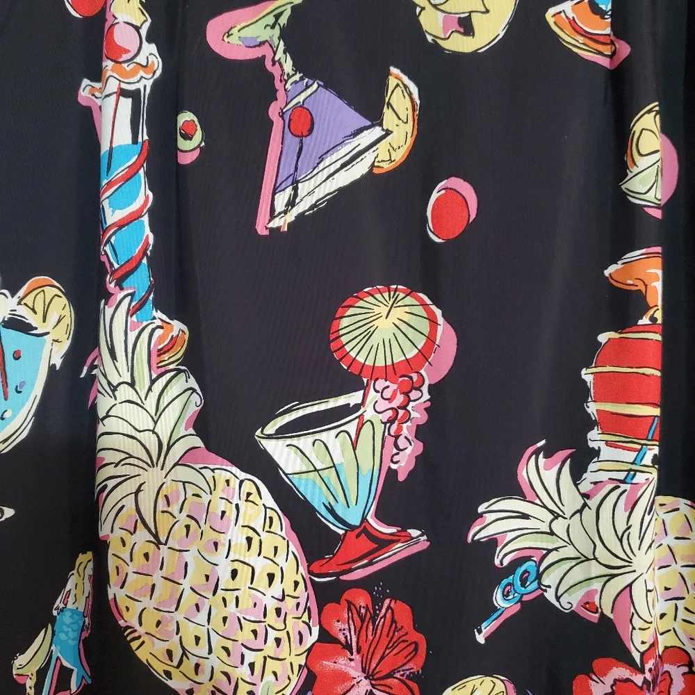 Intriguing Treads vtg 90s colorful cocktail floral fruit novelty maxi skirt 12 - Picture 5 of 10